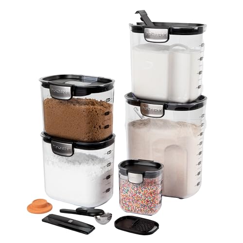 ProKeeper+ Airtight Food Storage Container Set – Clear Plastic Flour and Sugar Canister Set with Magnetic Accessories for Kitchen Organization