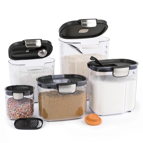 ProKeeper+ Airtight Food Storage Container Set – Clear Plastic Flour and Sugar Canister Set with Magnetic Accessories for Kitchen Organization