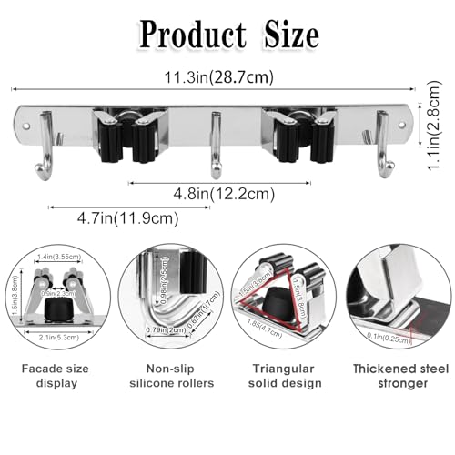 AceMining Broom and Mop Holder Wall Mounted Tools