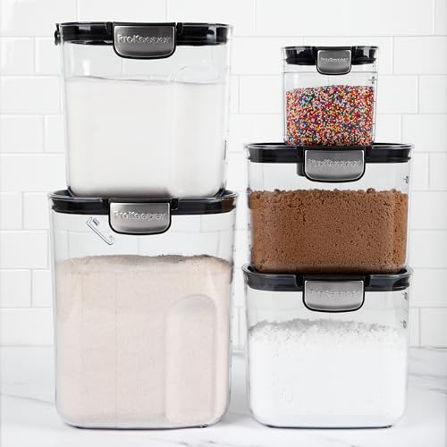 ProKeeper+ Airtight Food Storage Container Set – Clear Plastic Flour and Sugar Canister Set with Magnetic Accessories for Kitchen Organization