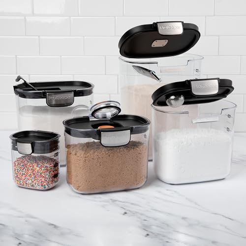 ProKeeper+ Airtight Food Storage Container Set – Clear Plastic Flour and Sugar Canister Set with Magnetic Accessories for Kitchen Organization