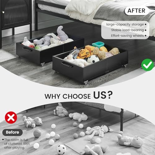 TIOPGHAD 2-Pack Under Bed Storage Drawers Organizer with Wheels