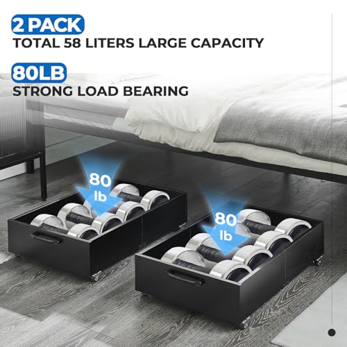 TIOPGHAD 2-Pack Under Bed Storage Drawers Organizer with Wheels