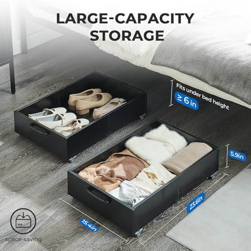 TIOPGHAD 2-Pack Under Bed Storage Drawers Organizer with Wheels