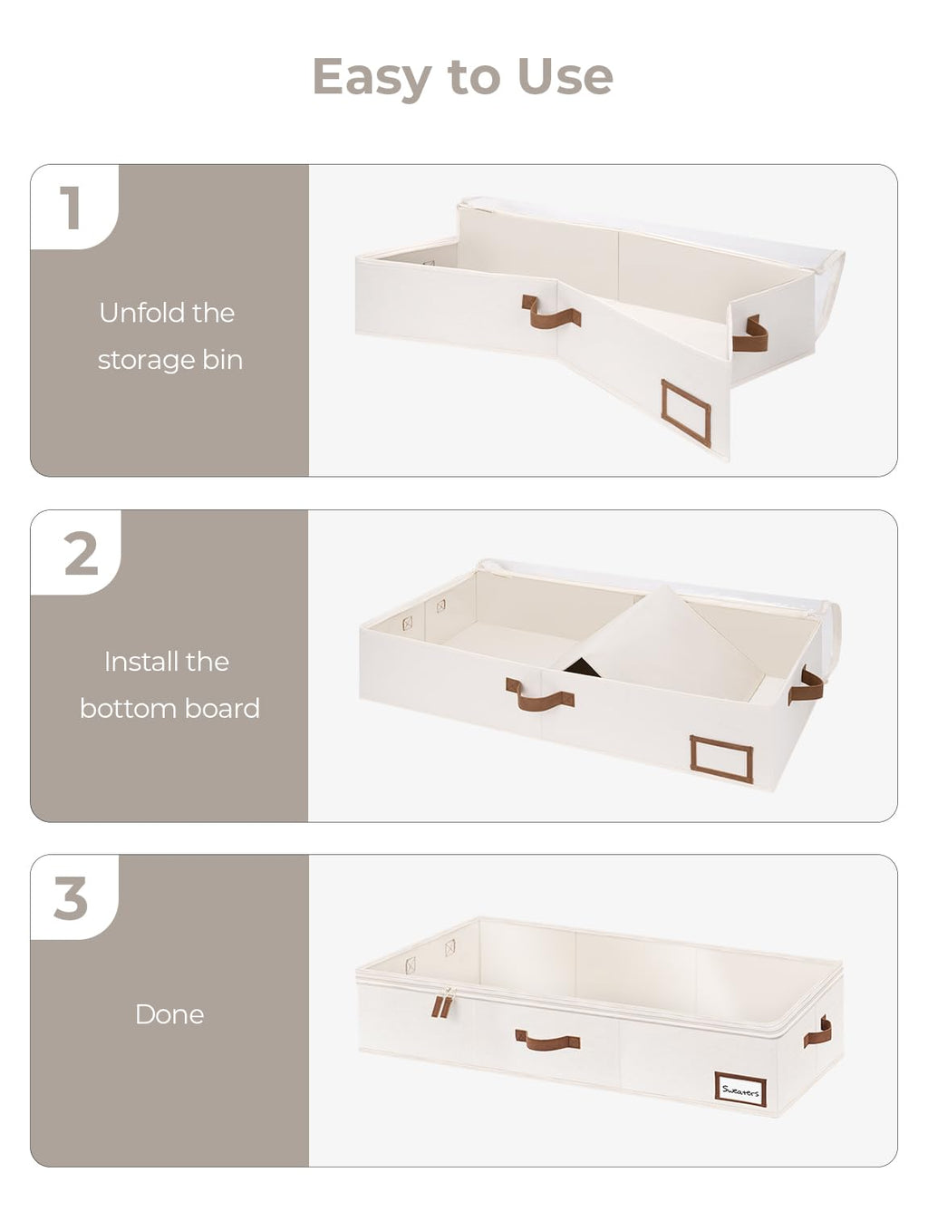 StorageWorks Underbed Storage Bins, Under Bed Storage Containers with Zippers, Closet Organizer for Clothes, Blankets