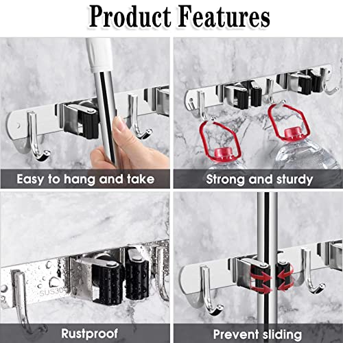 AceMining Broom and Mop Holder Wall Mounted Tools