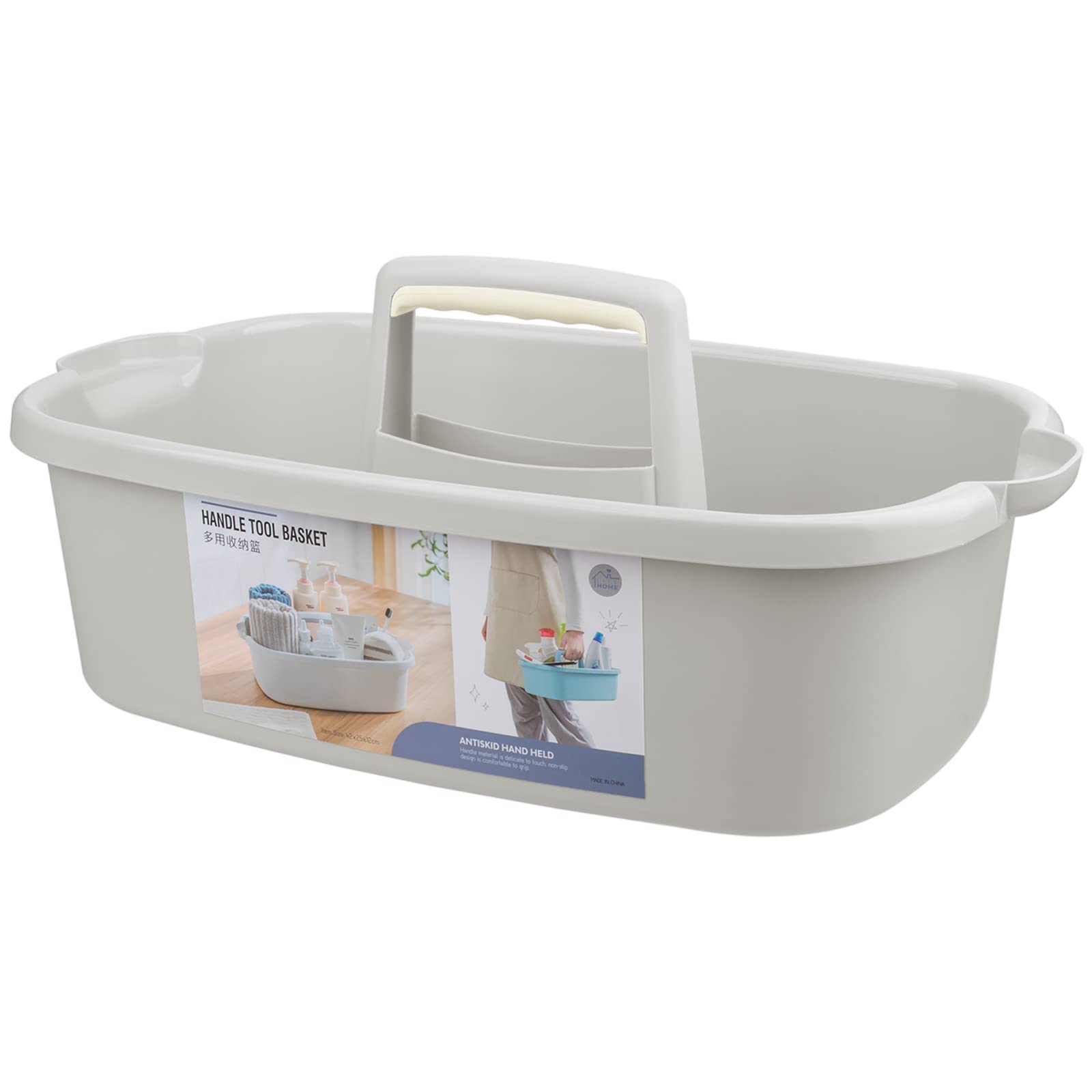 Large Cleaning Supplies Caddy Portable Shower Basket Supply Organizer with Handle Plastic Bucket Tool Storage for Bathroom, Bedroom, Kitchen, College Dorm, Garden