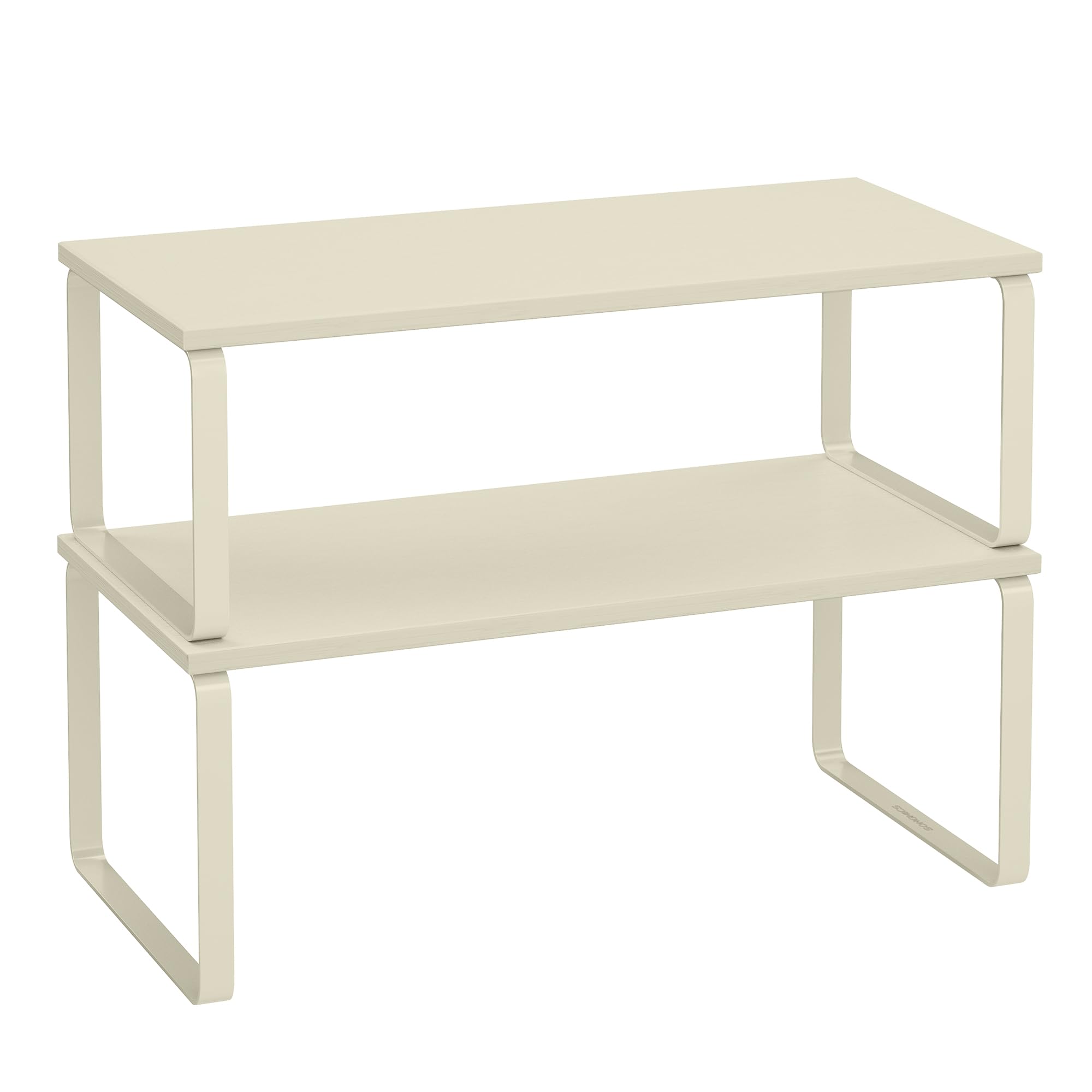 SONGMICS Cabinet Organizer Shelf, Set of 2 Kitchen Counter Shelves, Kitchen Storage, Spice Rack, Stackable, Expandable, Metal and Engineered Wood