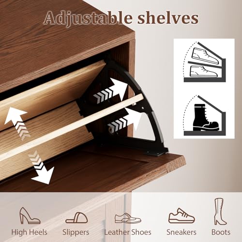 Wood Shoe Storage Cabinet with Flip Drawers