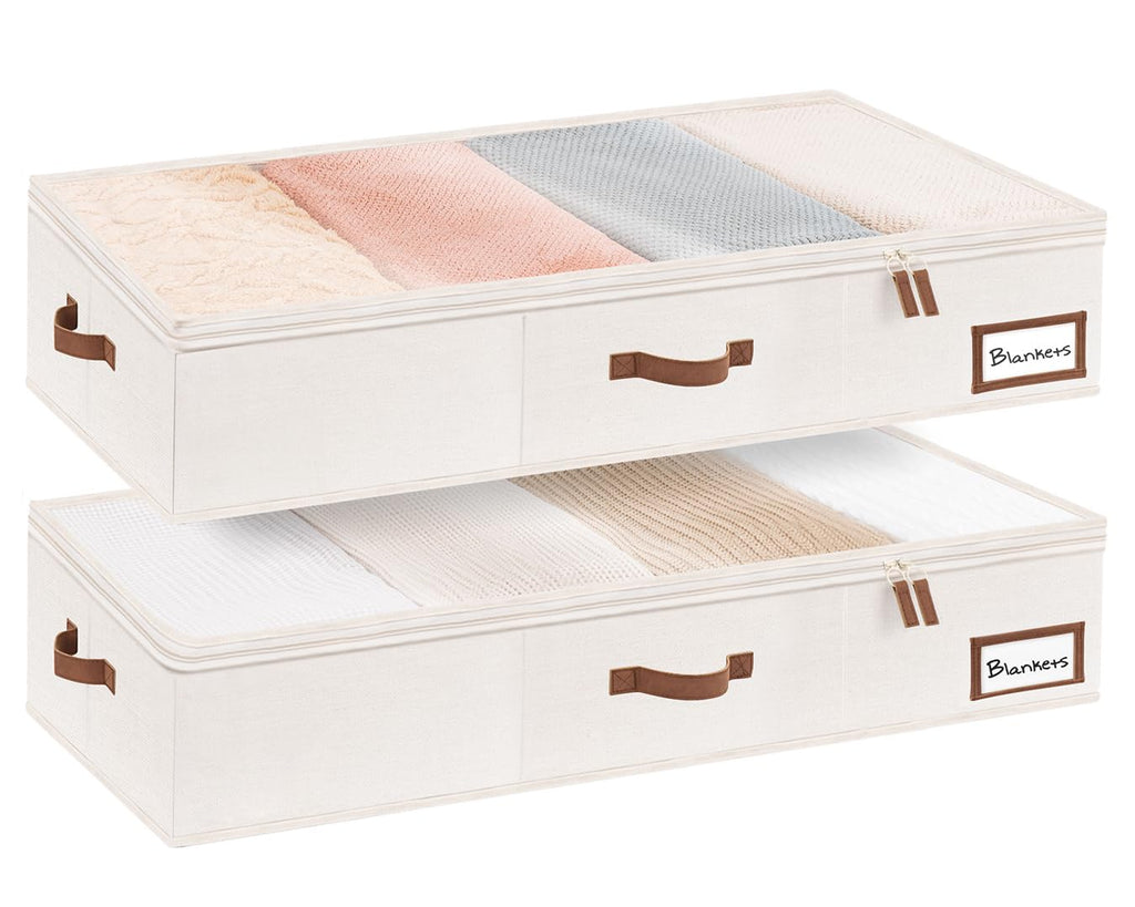 StorageWorks Underbed Storage Bins, Under Bed Storage Containers with Zippers, Closet Organizer for Clothes, Blankets