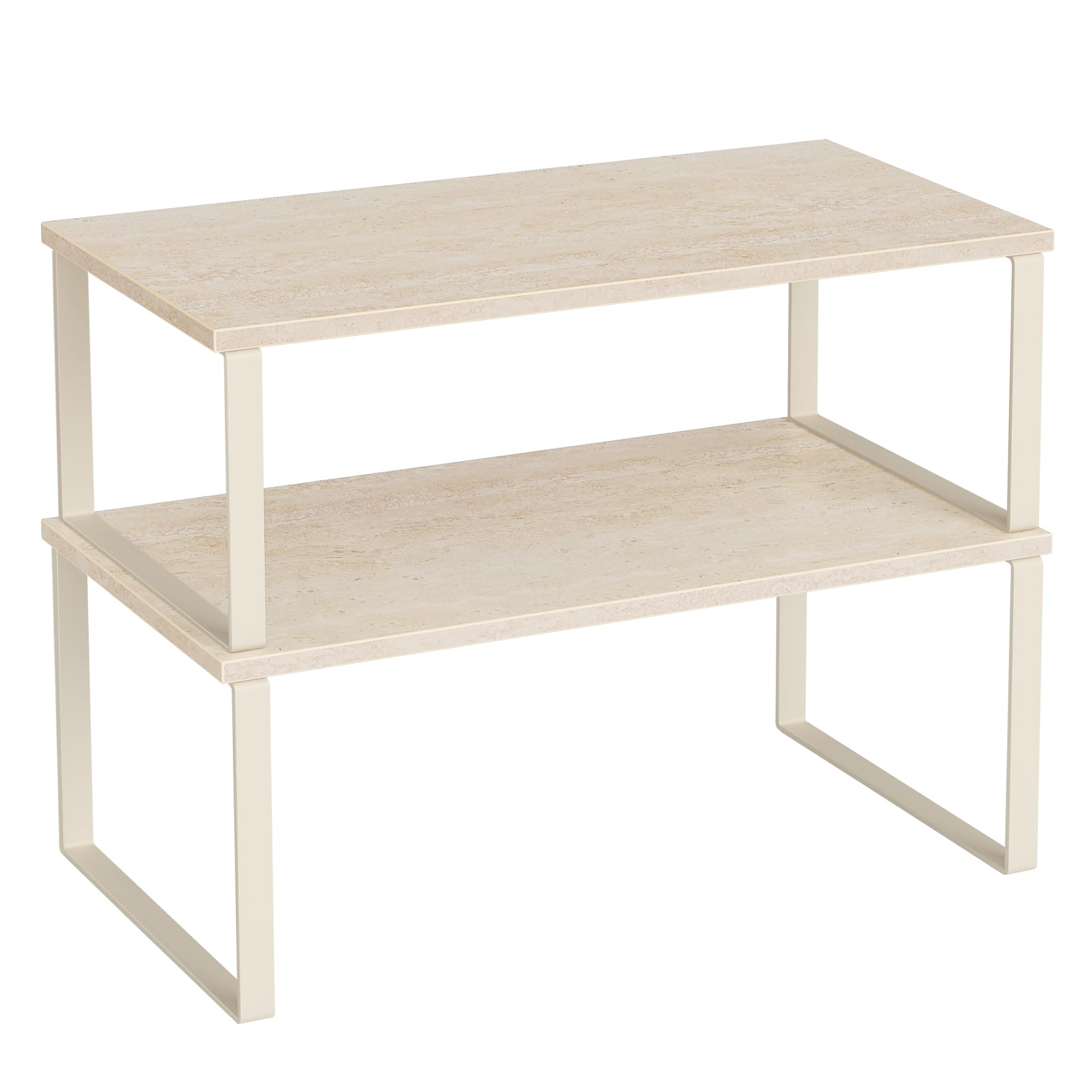 SONGMICS Cabinet Organizer Shelf, Set of 2 Kitchen Counter Shelves, Kitchen Storage, Spice Rack, Stackable, Expandable, Metal and Engineered Wood