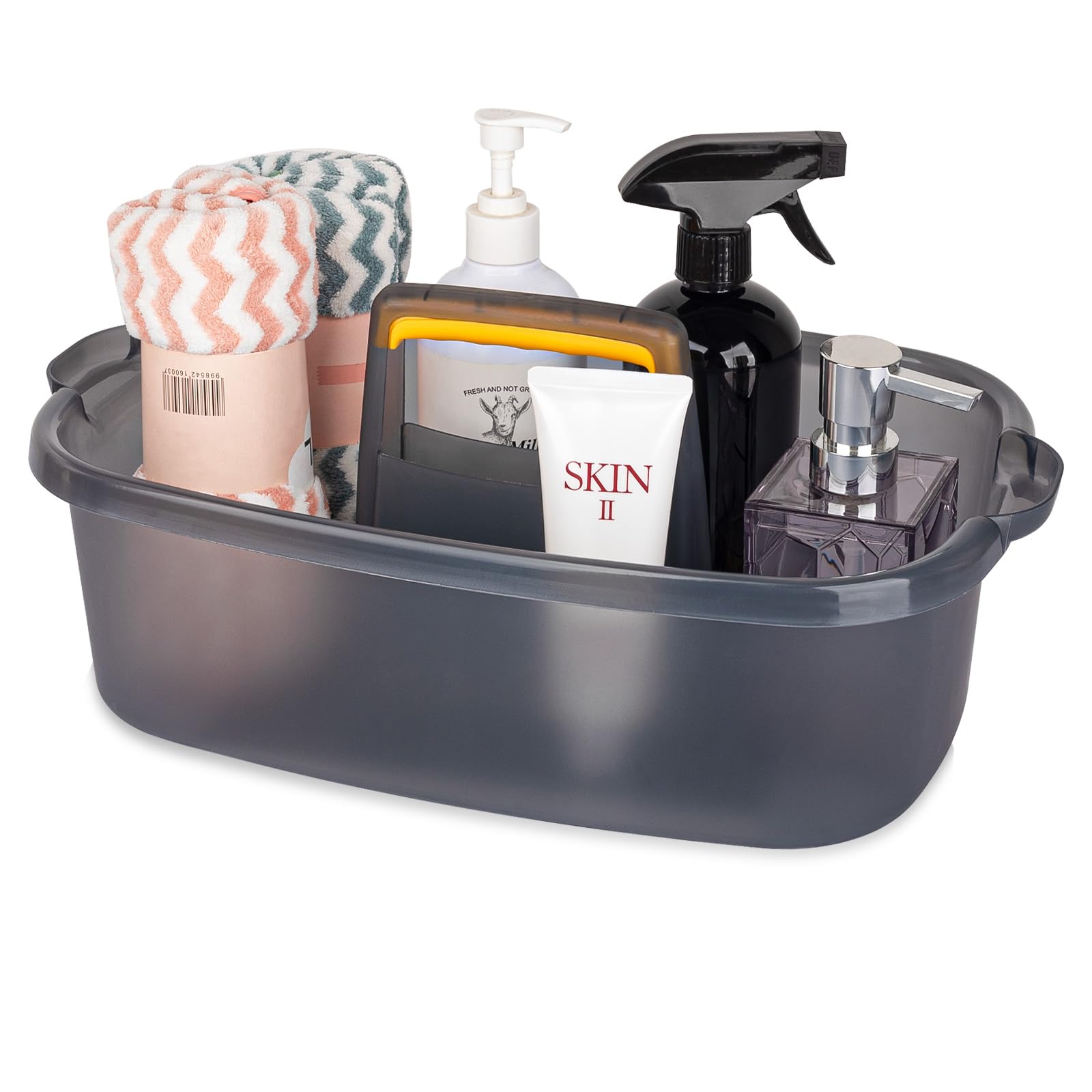 Large Cleaning Supplies Caddy Portable Shower Basket Supply Organizer with Handle Plastic Bucket Tool Storage for Bathroom, Bedroom, Kitchen, College Dorm, Garden