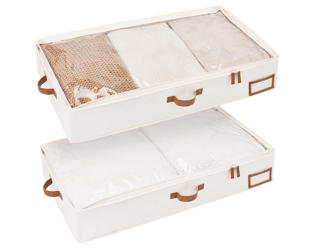 StorageWorks Underbed Storage Bins, Under Bed Storage Containers with Zippers, Closet Organizer for Clothes, Blankets