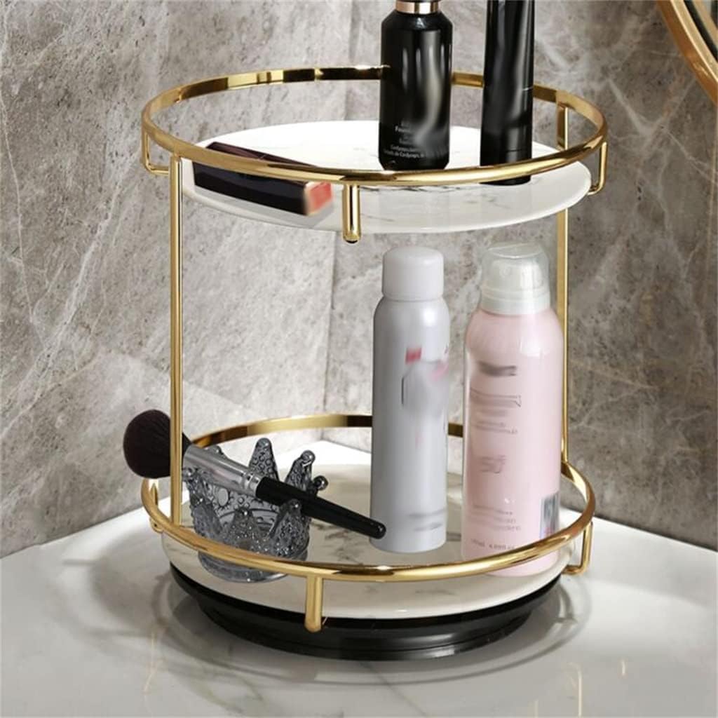 Double-Layer Rotating Tray – Dressing Table Cosmetic Organizer, Desktop Storage Box for Perfume & Skincare Products