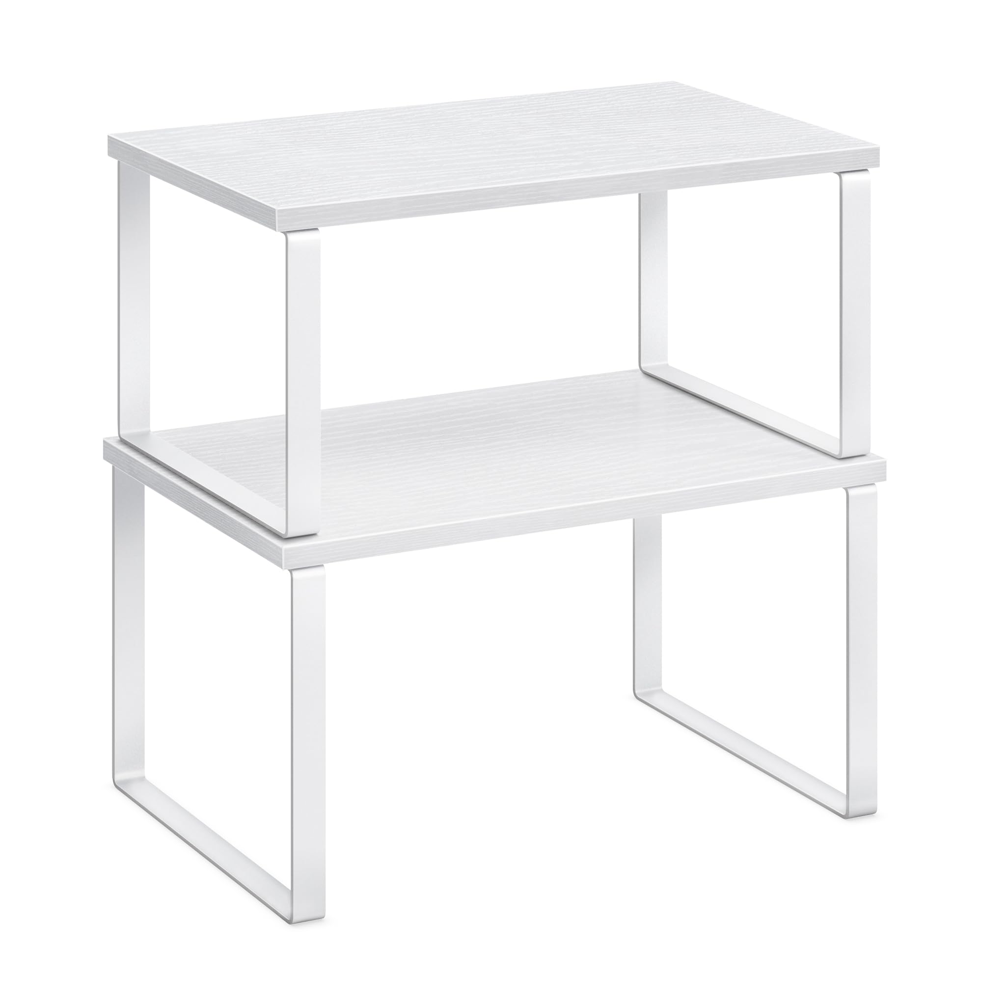 SONGMICS Cabinet Organizer Shelf, Set of 2 Kitchen Counter Shelves, Kitchen Storage, Spice Rack, Stackable, Expandable, Metal and Engineered Wood