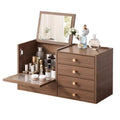 SHENJIA Wooden Makeup Organizer with 4 Drawers and Built-in Mirror - Solid Wood Storage Box for Makeup Accessories and Jewelry - Compact Dressing Table Organizer