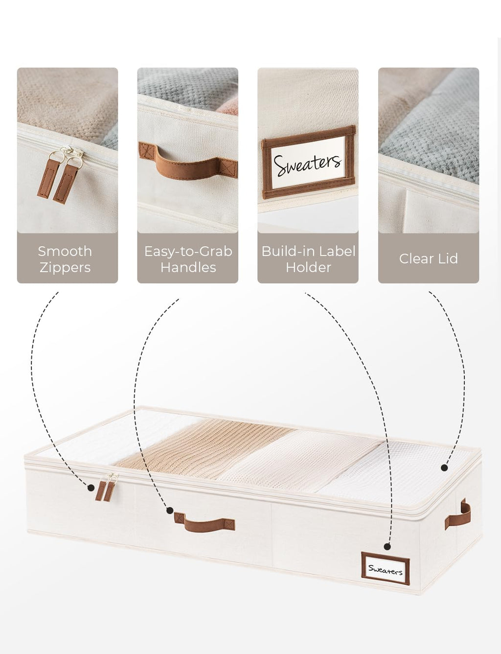 StorageWorks Underbed Storage Bins, Under Bed Storage Containers with Zippers, Closet Organizer for Clothes, Blankets