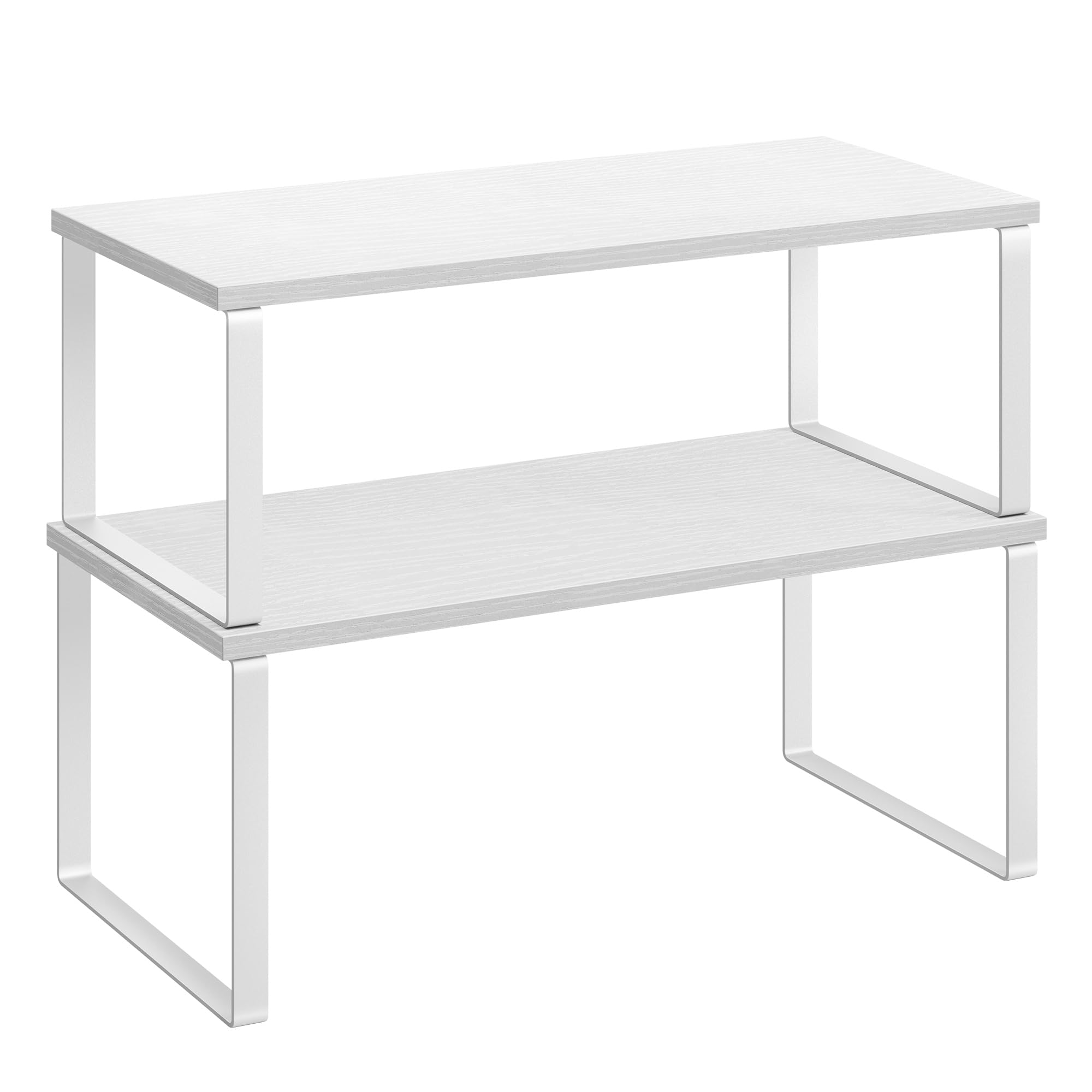 SONGMICS Cabinet Organizer Shelf, Set of 2 Kitchen Counter Shelves, Kitchen Storage, Spice Rack, Stackable, Expandable, Metal and Engineered Wood