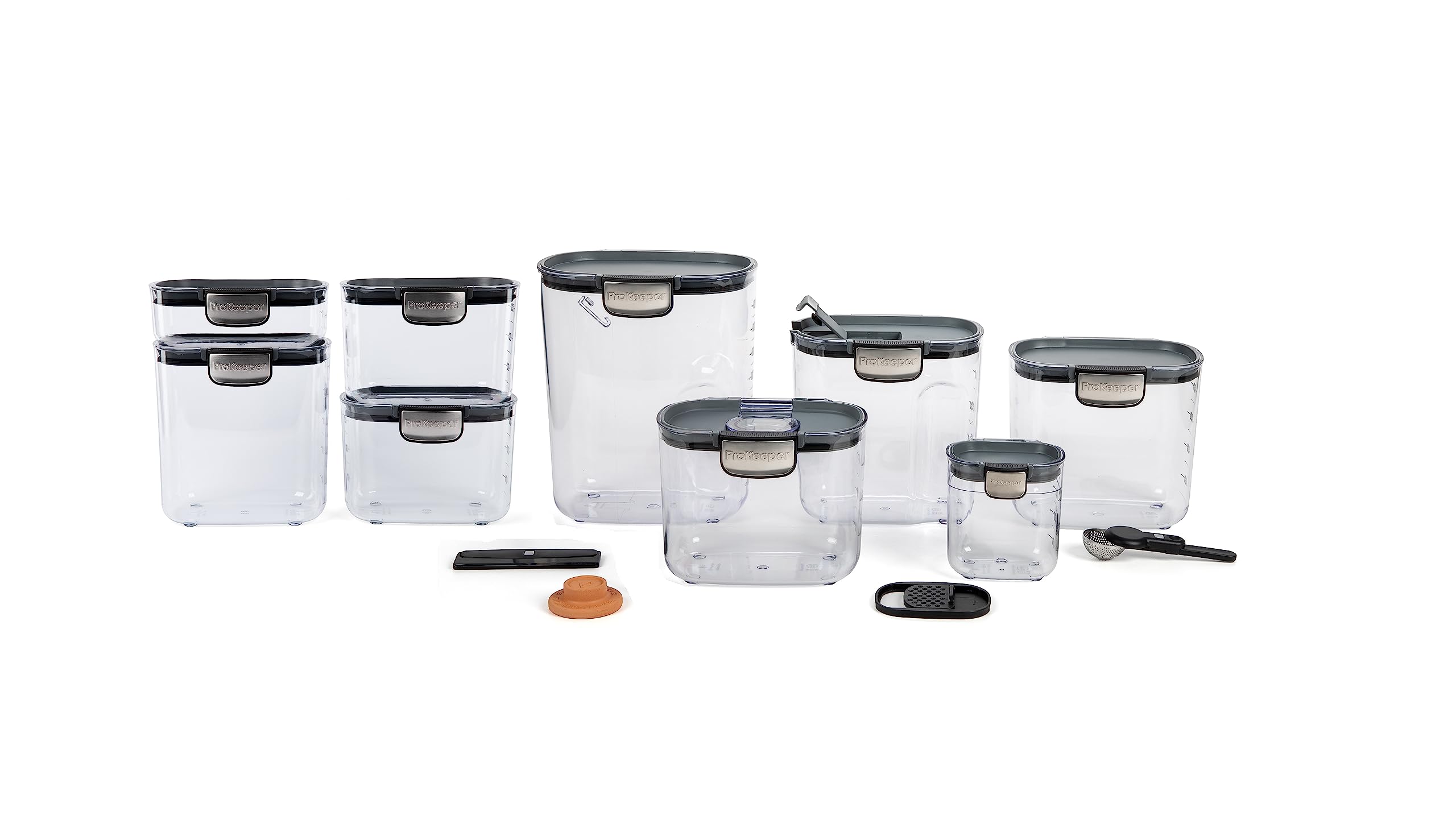 ProKeeper+ Airtight Food Storage Container Set – Clear Plastic Flour and Sugar Canister Set with Magnetic Accessories for Kitchen Organization