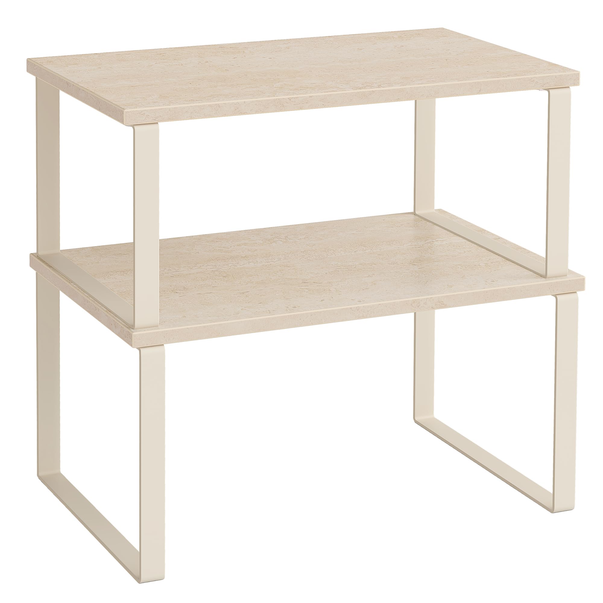 SONGMICS Cabinet Organizer Shelf, Set of 2 Kitchen Counter Shelves, Kitchen Storage, Spice Rack, Stackable, Expandable, Metal and Engineered Wood