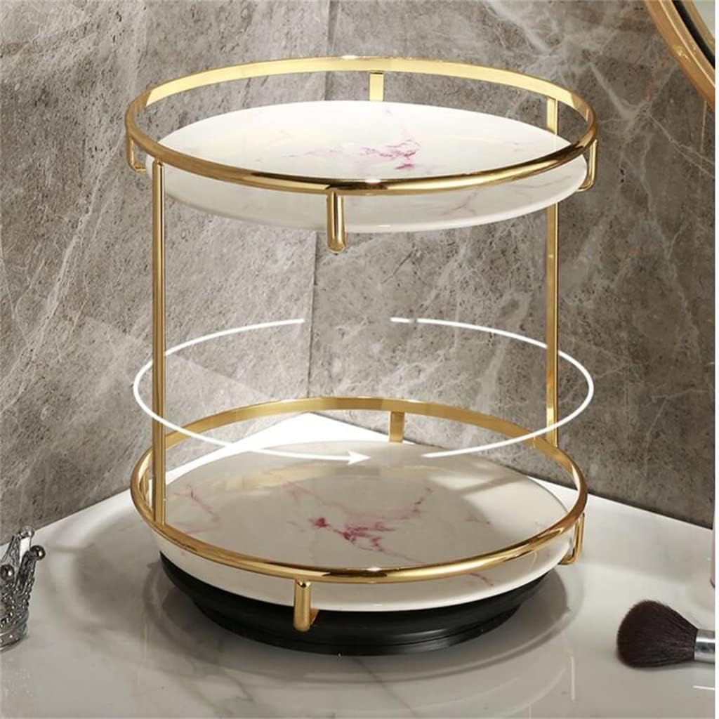 Double-Layer Rotating Tray – Dressing Table Cosmetic Organizer, Desktop Storage Box for Perfume & Skincare Products
