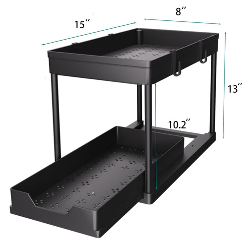 2 Tier Under Sink Organizer with Sliding Baskets
