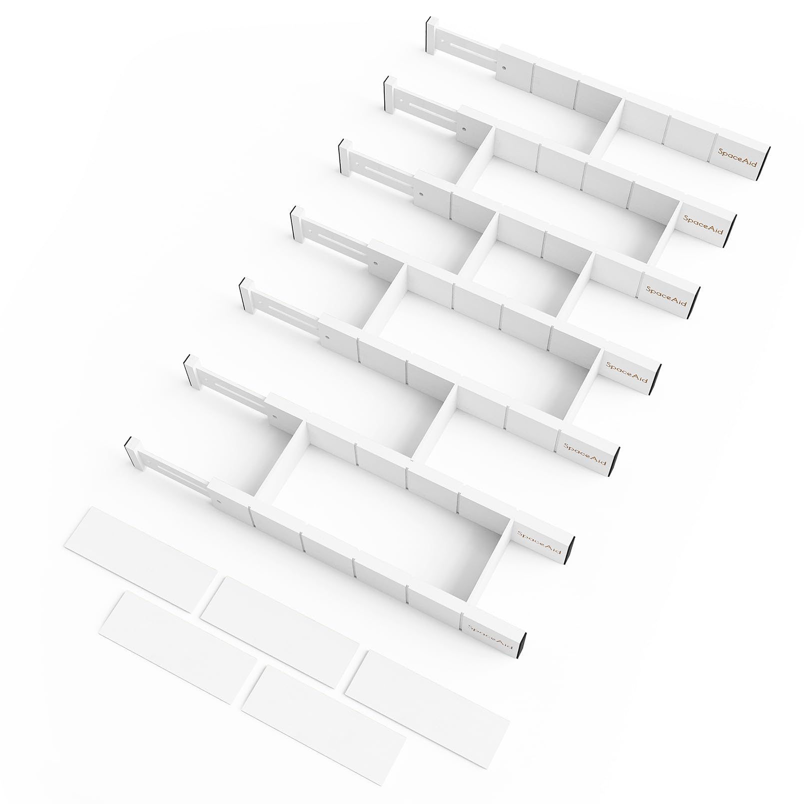 SpaceAid Bamboo Drawer Dividers with Inserts and Labels, Kitchen Adjustable Drawer Organizers, Expandable Organization for Home, Office, Dressers, 4 Dividers with 9 Inserts