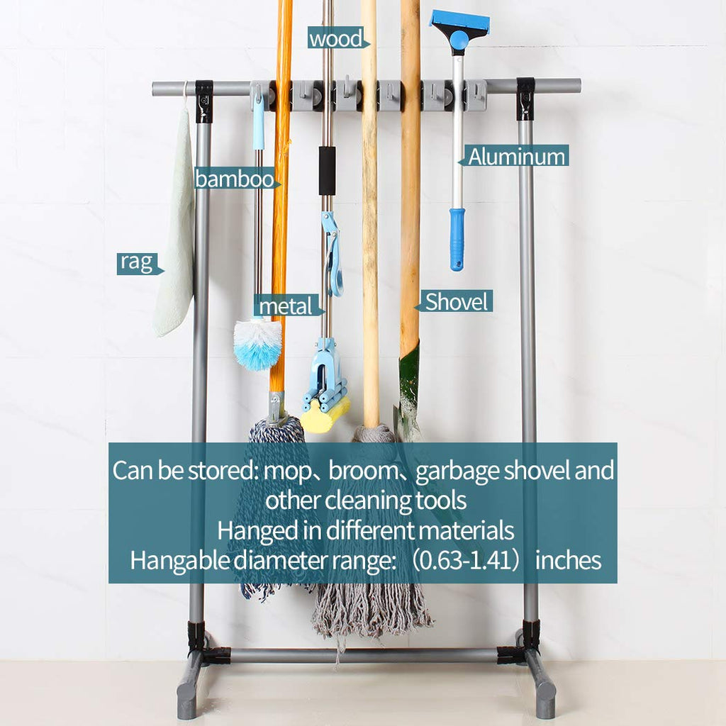 Floor Standing Mop and Broom Storage Rack
