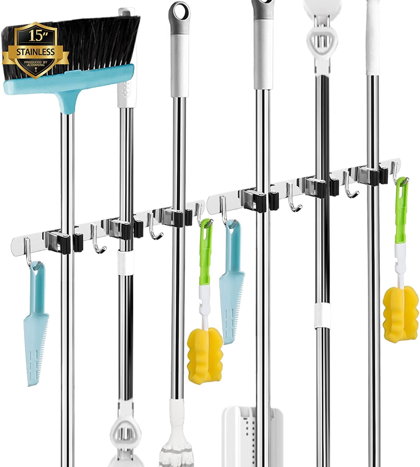 AceMining Broom and Mop Holder Wall Mounted Tools