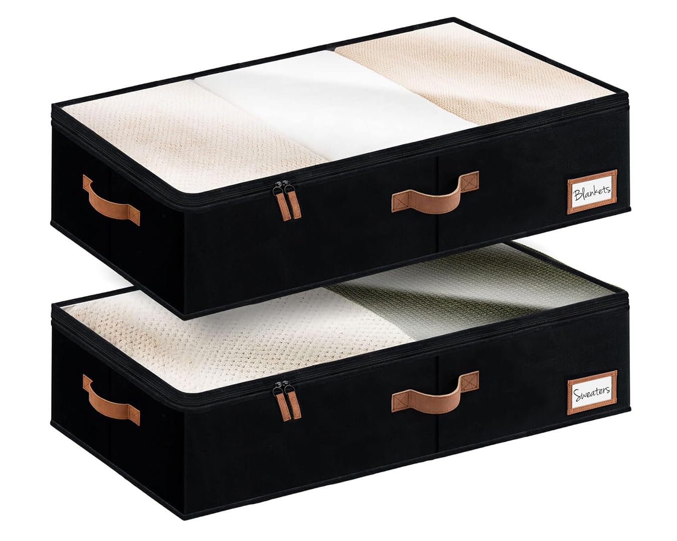 StorageWorks Underbed Storage Bins, Under Bed Storage Containers with Zippers, Closet Organizer for Clothes, Blankets
