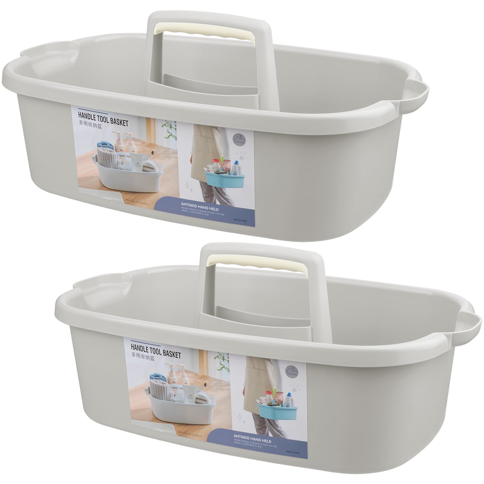 Large Cleaning Supplies Caddy Portable Shower Basket Supply Organizer with Handle Plastic Bucket Tool Storage for Bathroom, Bedroom, Kitchen, College Dorm, Garden