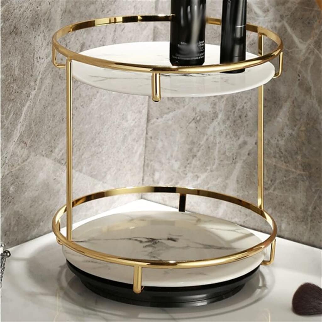 Double-Layer Rotating Tray – Dressing Table Cosmetic Organizer, Desktop Storage Box for Perfume & Skincare Products