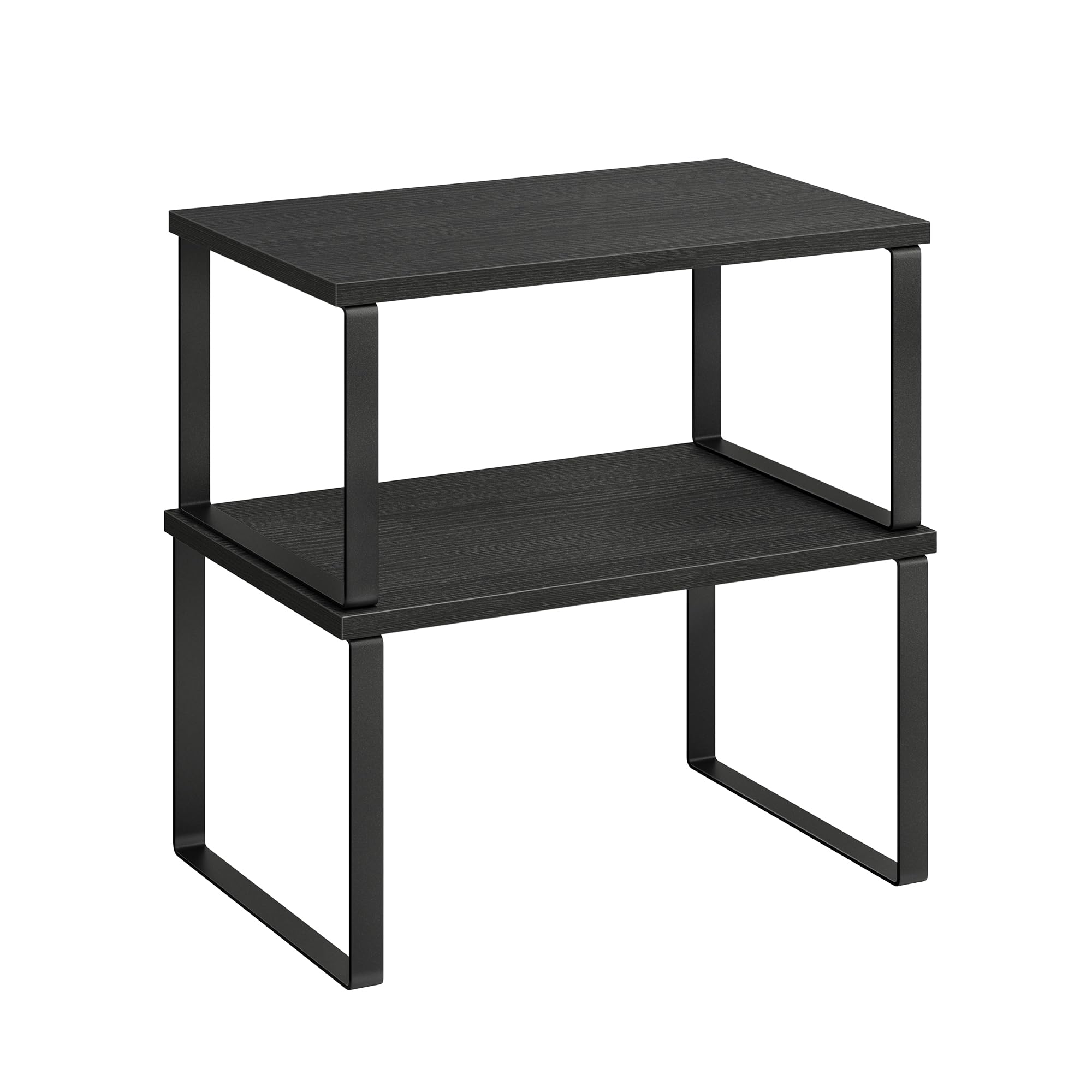 SONGMICS Cabinet Organizer Shelf, Set of 2 Kitchen Counter Shelves, Kitchen Storage, Spice Rack, Stackable, Expandable, Metal and Engineered Wood