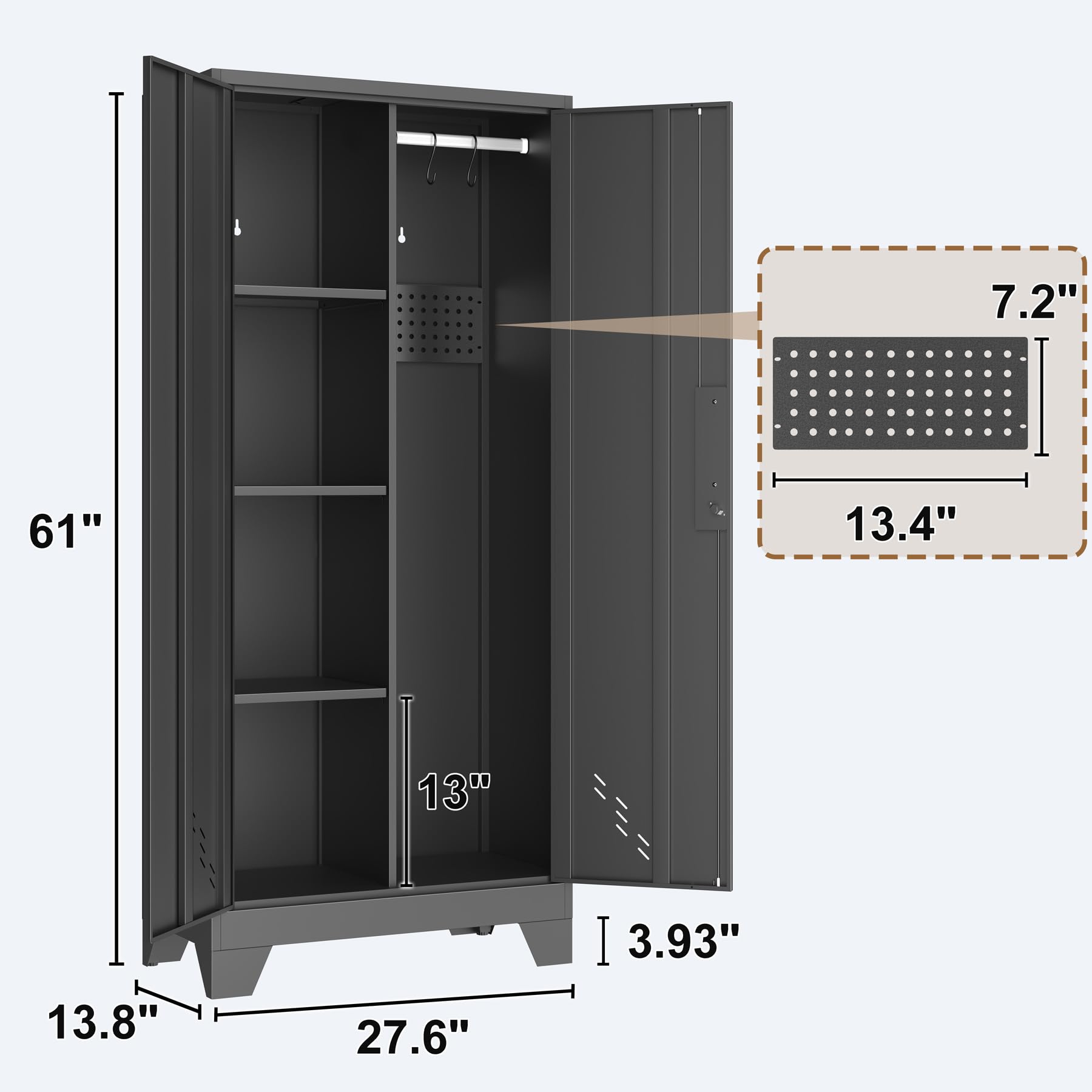 YILFANA Metal Storage Cabinet with Lockable Doors, Functional Garage Storage Cabinets, Heavy-Duty Tool Organization Cabinet