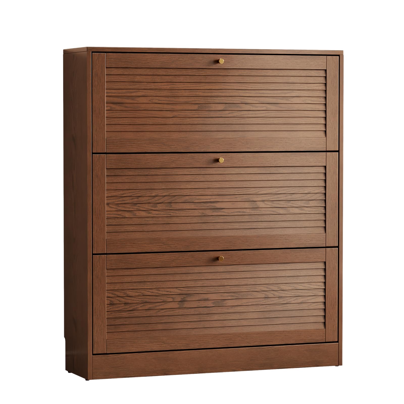 KungFuWood Soild Wood Shoe Storage Cabinet with 3 Flip Drawers for Entryway,Narrow Shoe Rack Cabinet with Adjustable Shelves,Morden Hidden Shoe Organizer,Foyer, Hallway