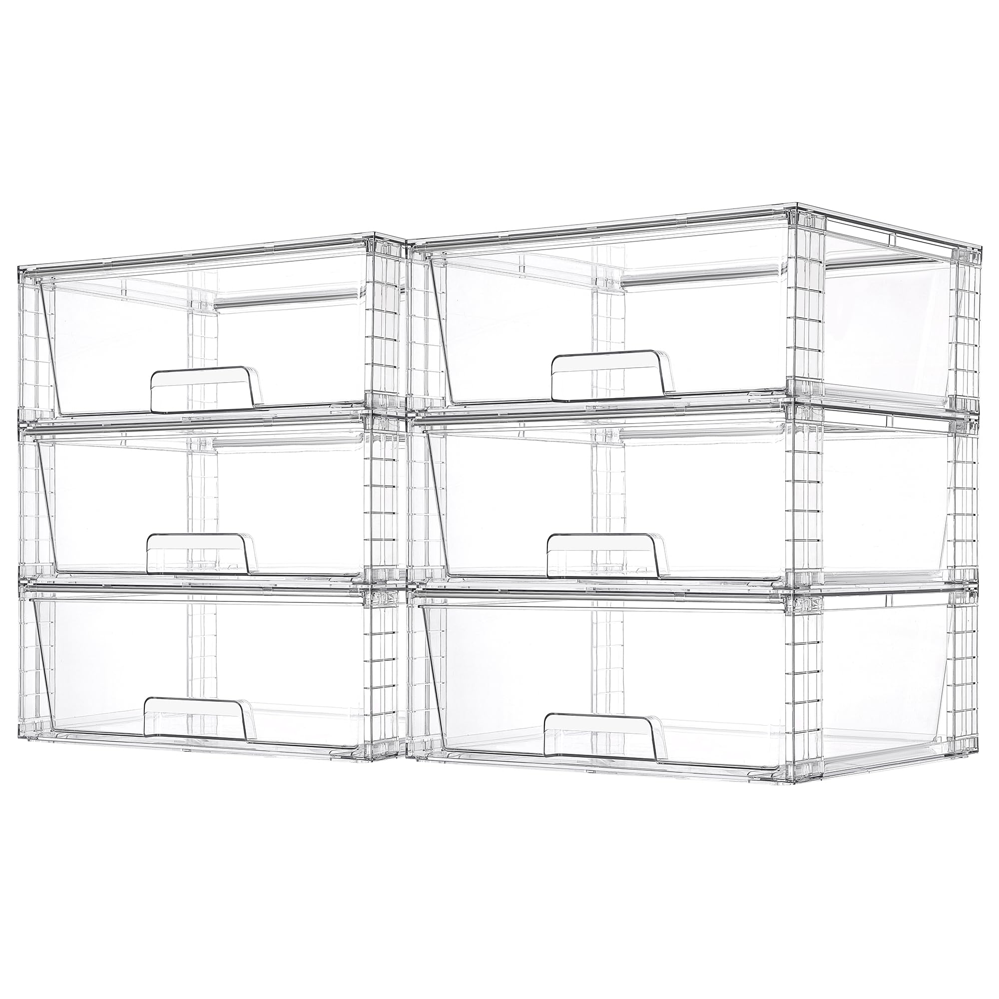 Vtopmart Large Stackable Storage Drawers,Easily Assemble Acrylic Bathroom Closet Undersink Organizers and Storage,Plastic Storage Bins for Kitchen Cabinets,Pantry,Makeup,Medicine Organization