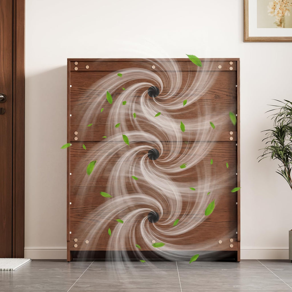 Wood Shoe Storage Cabinet with Flip Drawers