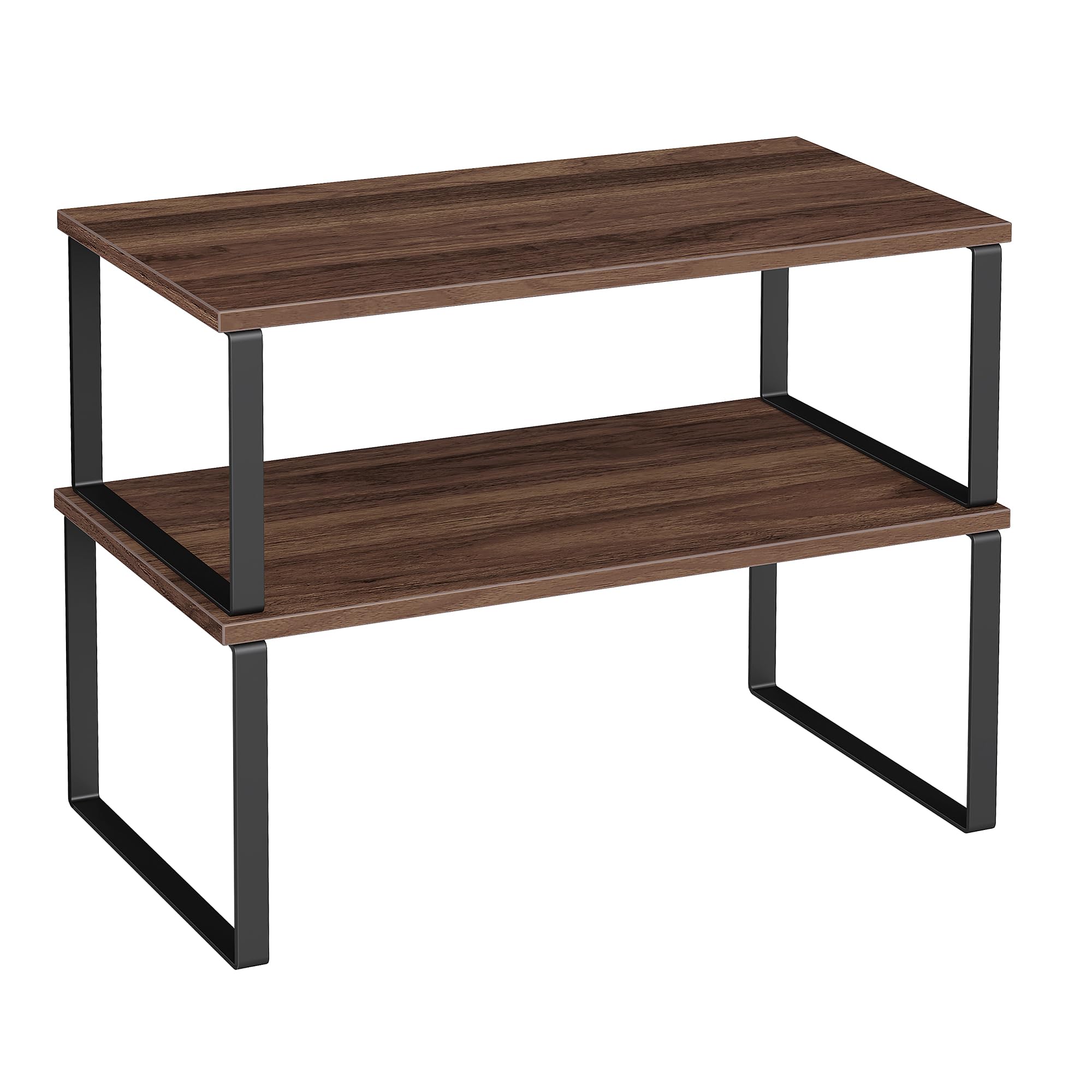 SONGMICS Cabinet Organizer Shelf, Set of 2 Kitchen Counter Shelves, Kitchen Storage, Spice Rack, Stackable, Expandable, Metal and Engineered Wood