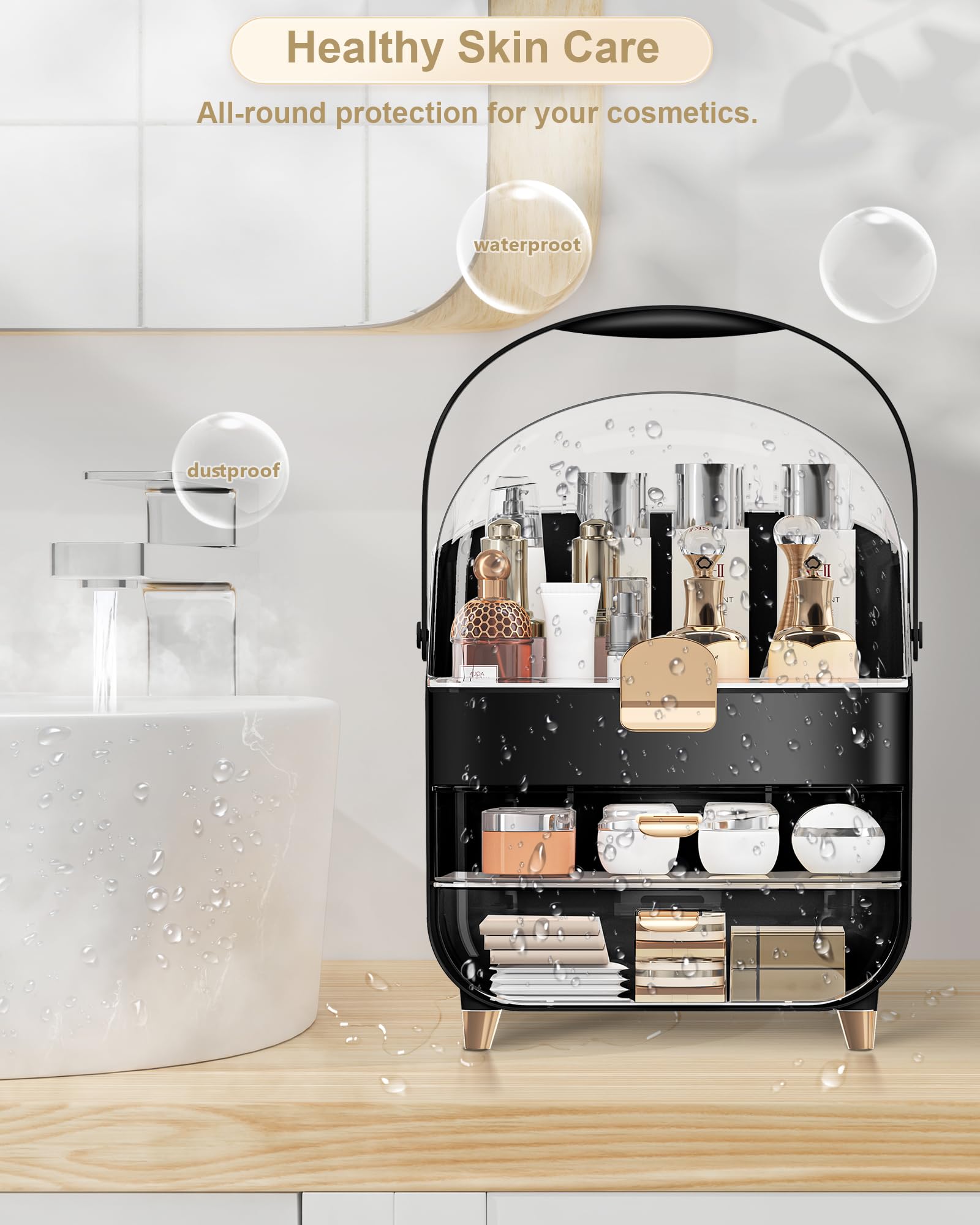 Makeup Organizer Countertop, Skincare Holder Bathroom Counter Organizer, Storage Box Cosmetic Display Cases, Teen Girl Gifts Make up Organizers