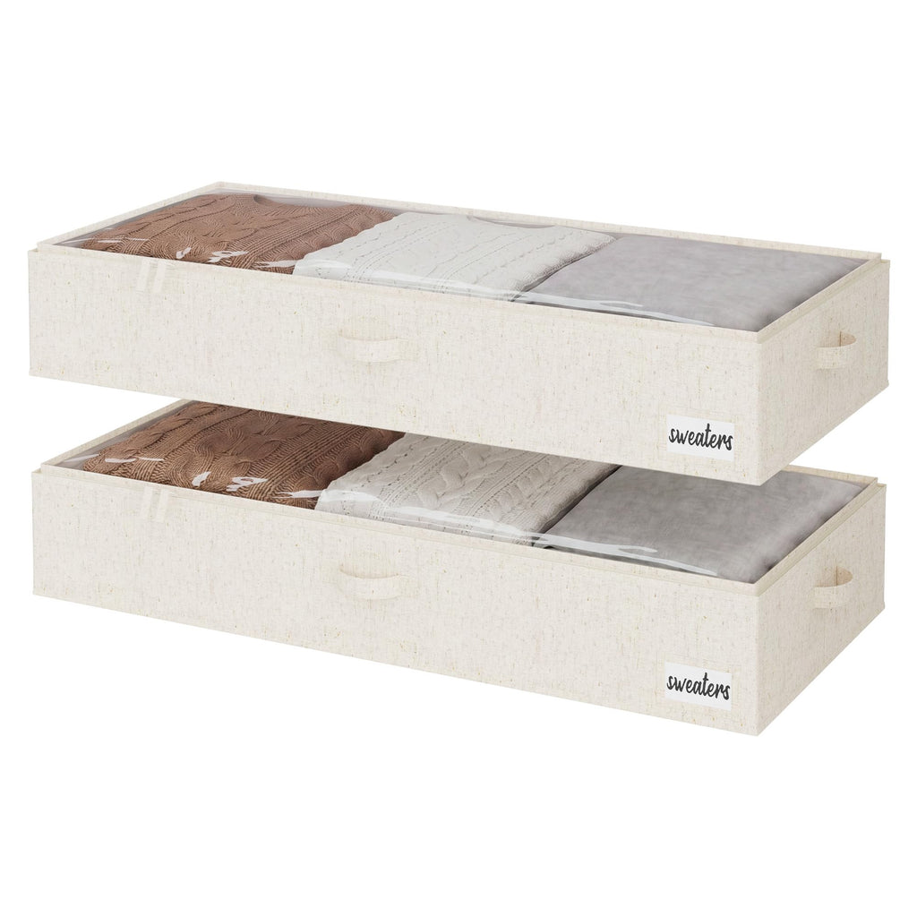 StorageWorks Underbed Storage Bins, Under Bed Storage Containers with Zippers, Closet Organizer for Clothes, Blankets