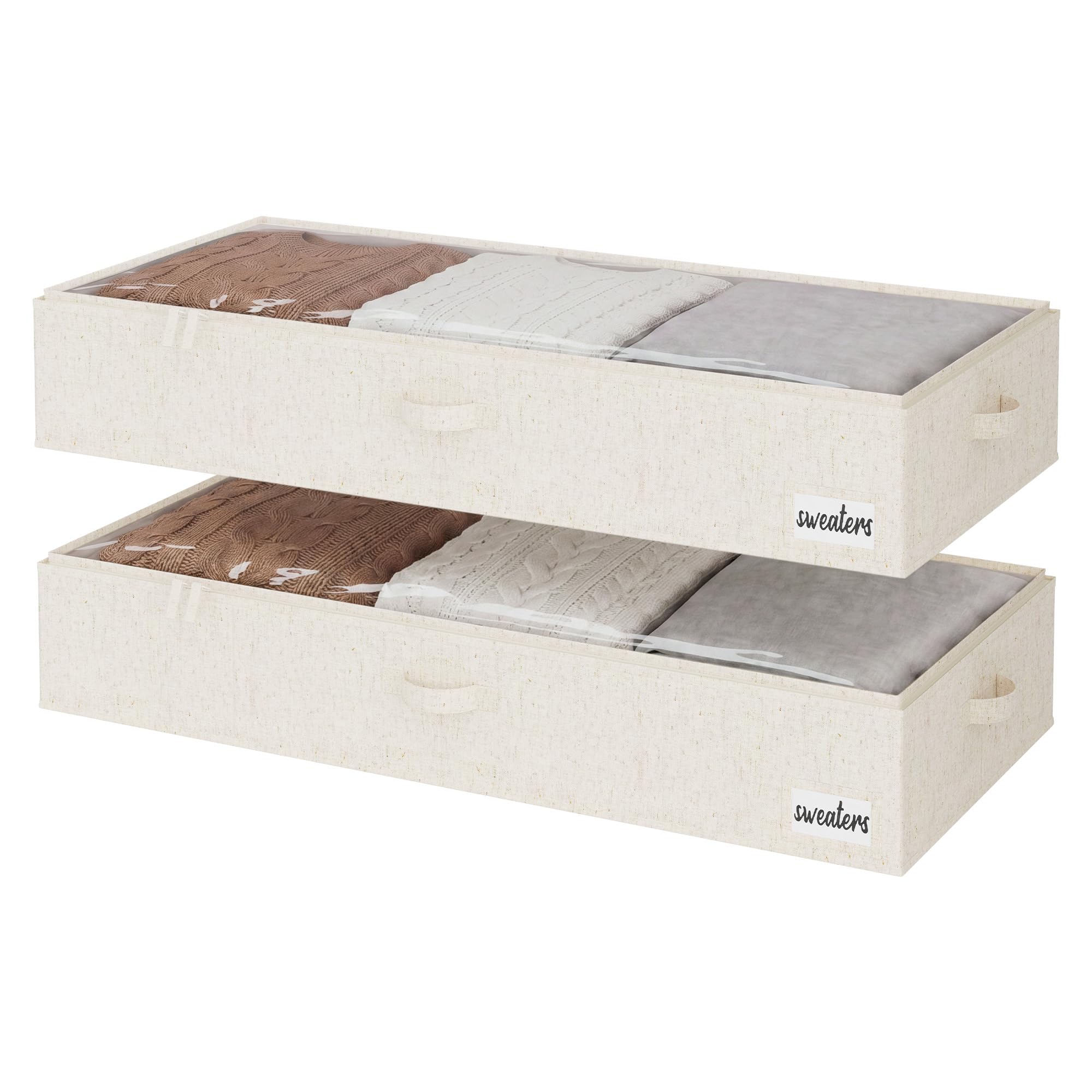 StorageWorks Underbed Storage Bins, Under Bed Storage Containers with Zippers, Closet Organizer for Clothes, Blankets