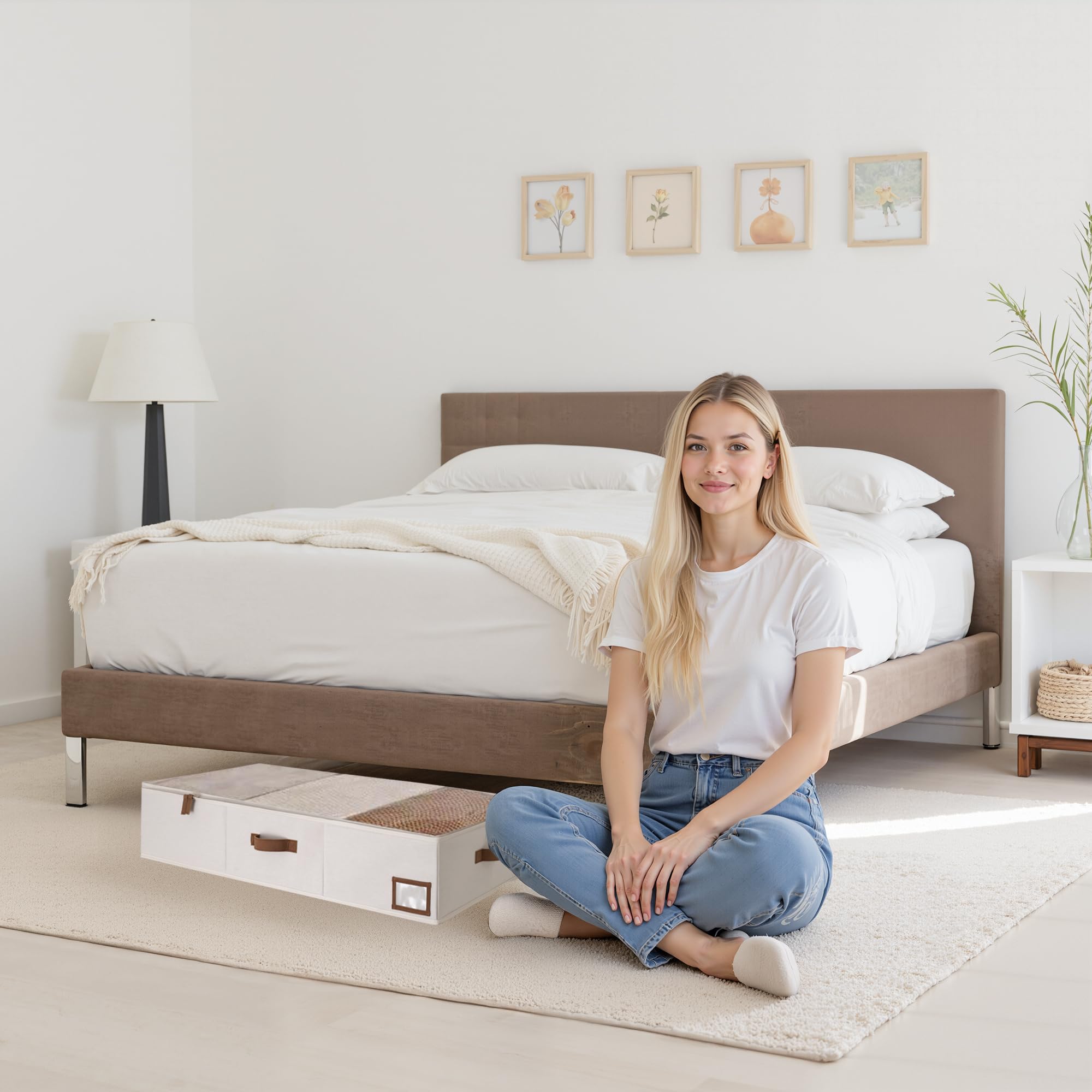 StorageWorks Underbed Storage Bins, Under Bed Storage Containers with Zippers, Closet Organizer for Clothes, Blankets