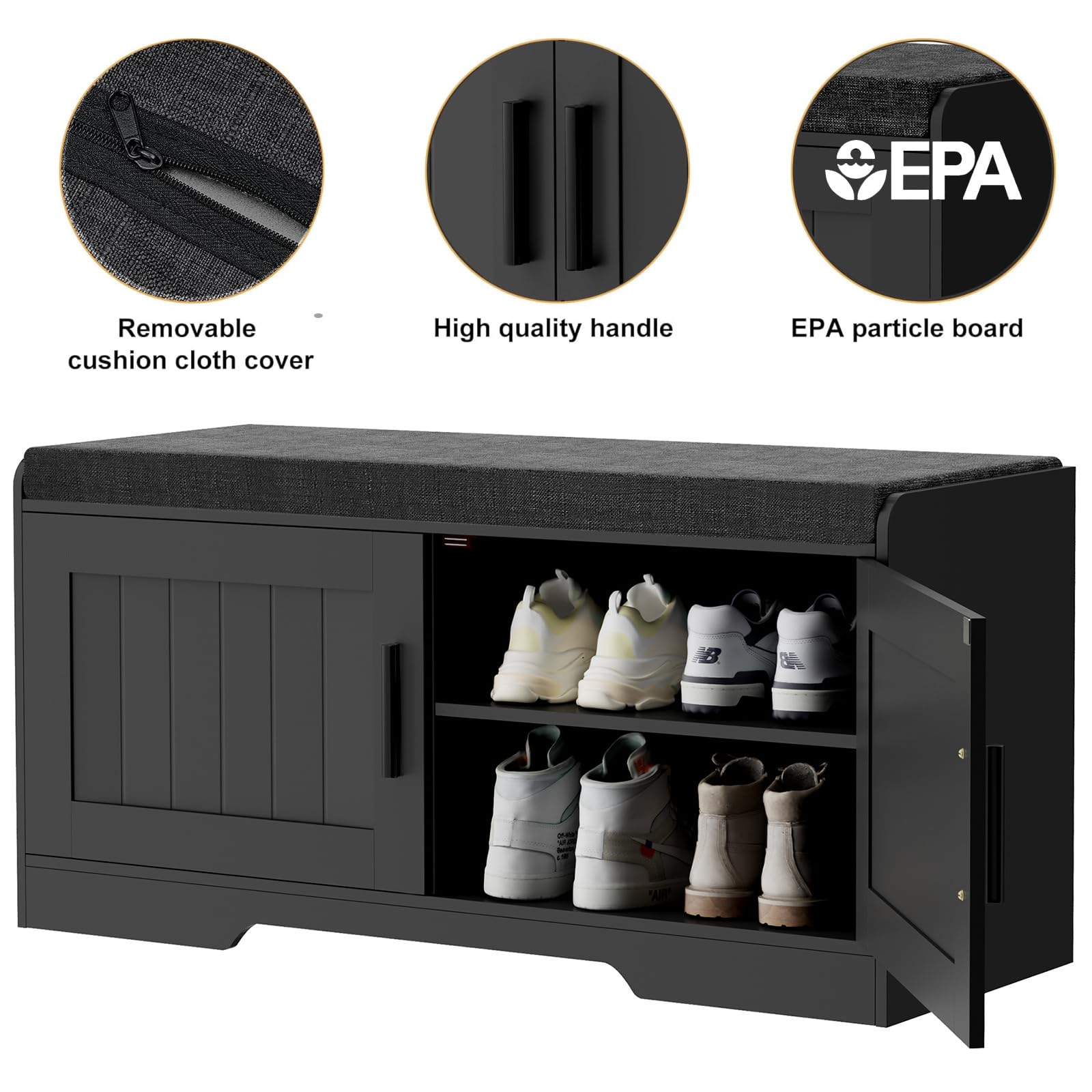2 Tier Shoe Storage Bench with Cushion Seat