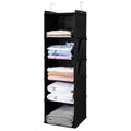BOOMIBOO Hanging Closet Organize and Shelves，5-Hanging Shelf with 2 Side Pockets，Storage Foldable