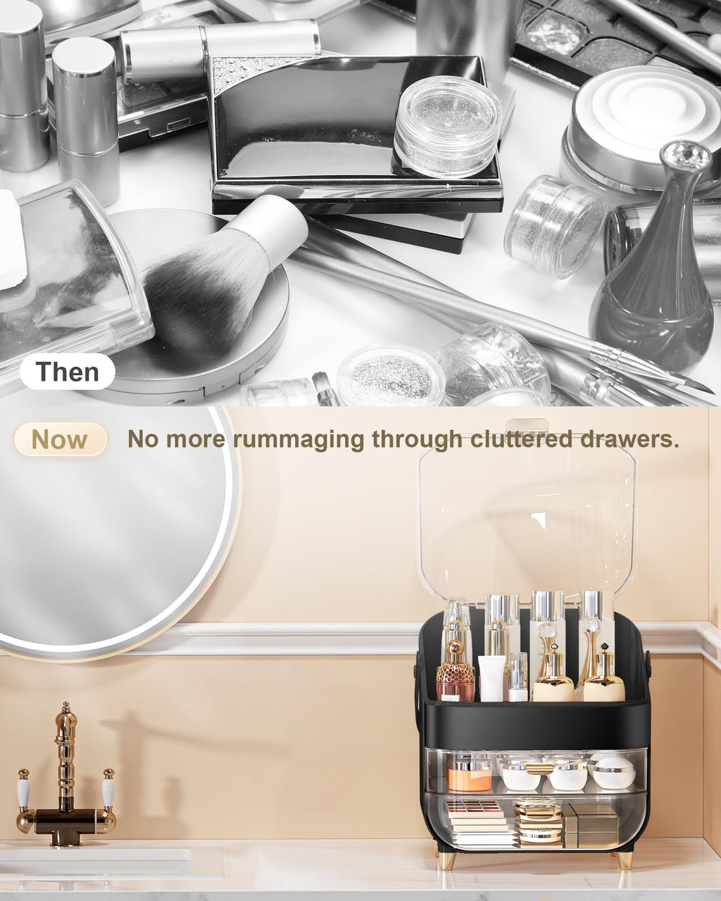 Makeup Organizer Countertop, Skincare Holder Bathroom Counter Organizer, Storage Box Cosmetic Display Cases, Teen Girl Gifts Make up Organizers