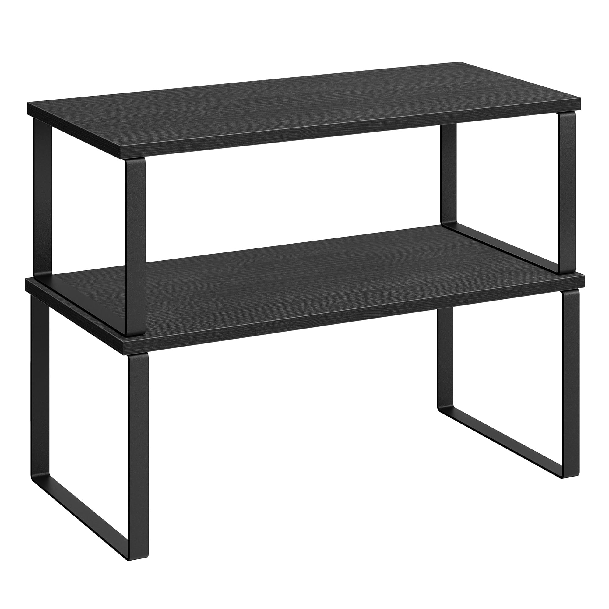SONGMICS Cabinet Organizer Shelf, Set of 2 Kitchen Counter Shelves, Kitchen Storage, Spice Rack, Stackable, Expandable, Metal and Engineered Wood