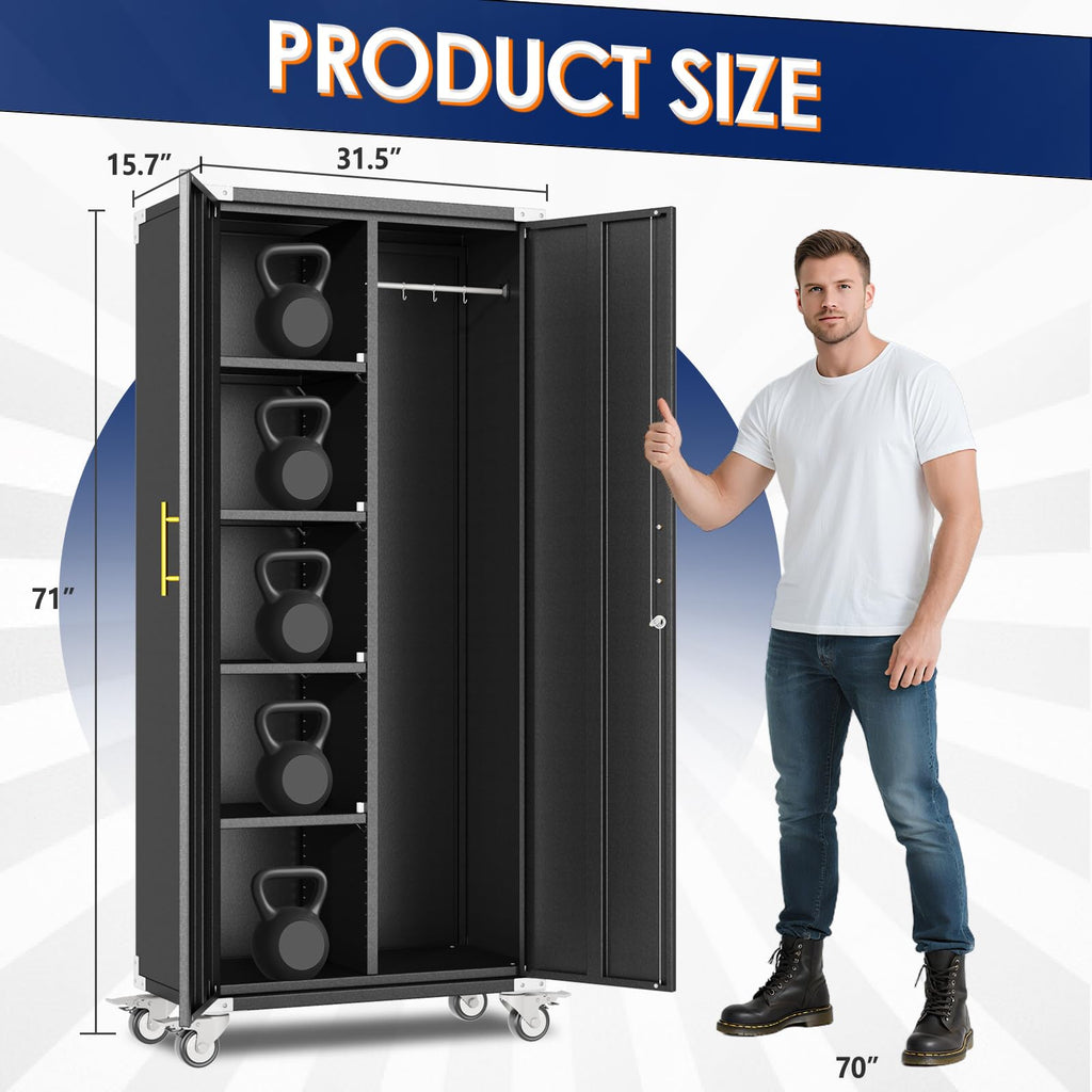 Tall Broom Storage Cabinet for Cleaning Tools