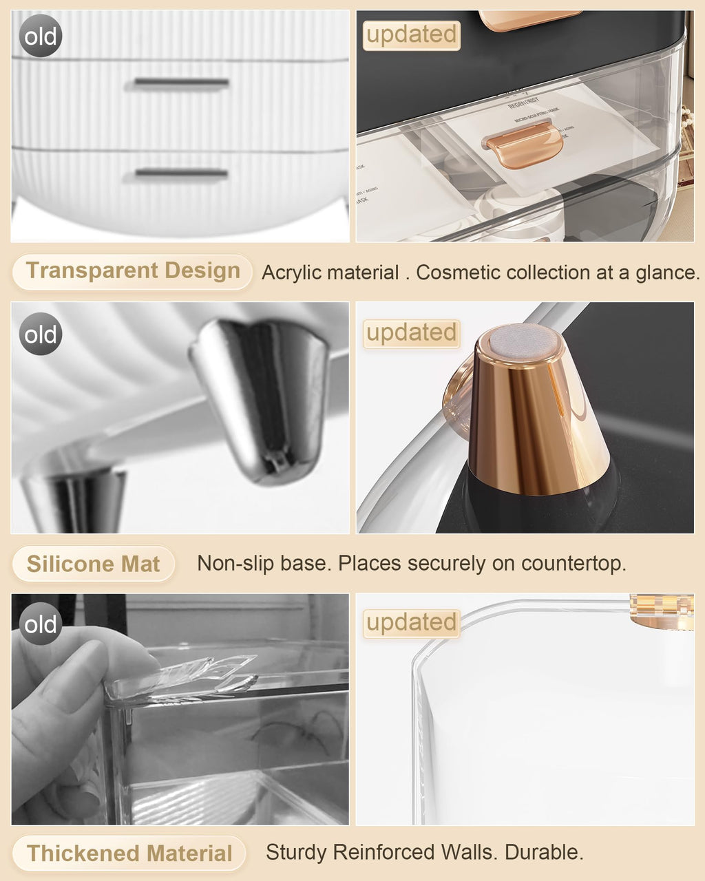 Makeup Organizer Countertop, Skincare Holder Bathroom Counter Organizer, Storage Box Cosmetic Display Cases, Teen Girl Gifts Make up Organizers