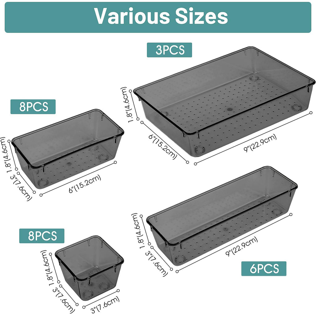 WOWBOX 25 PCS Plastic Drawer Organizer Set
