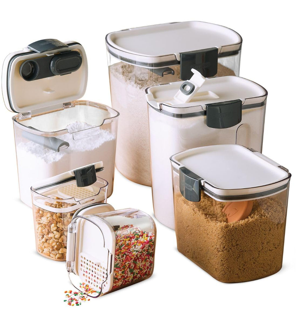 Progressive ProKeeper Baker's Airtight Kitchen Storage Canister Container Set for Flour, Sugar & More, Keeps Ingredients Fresh, with Accessories